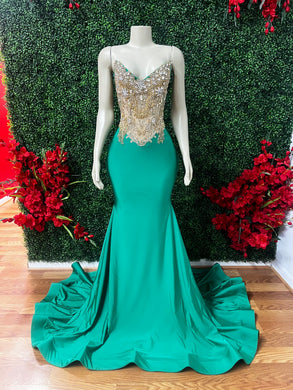 strapless open back dress Glitter Green Prom Dress 2022 Spaghetti Straps Corset Back with Horsehair Hem 20W / Glitter Green